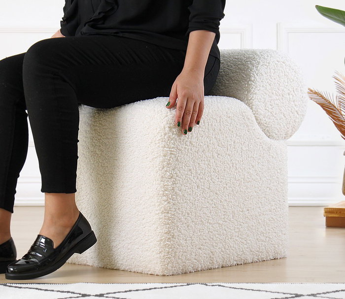 Atelier Del Sofa Monlik Kürk - Puf de Piel Sintética Blanco